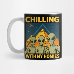 Chilling With My Homies Aliens Design Mug
